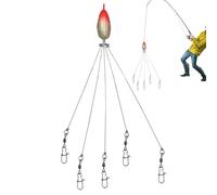 Équipement de pêche en eau salée de la plate-forme de pêche pour parapluie, lubts de pêche à 5 bras | Angel-rigs appât avec une pêche 3D réaliste, plates-formes d'appâts en PE