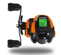 Équipement de pêche numérique rechargeable par USB avec alertes sonores améliorées pour une détection précise de la profondeur pendant le lancer (main gauche orange)