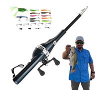 Équipement de pêche pliable et léger - Poisson de pêche pour homme - Barre de pêche portable en alliage léger - Pour petit ami, grand-père, grand-père, père, oncle, design compact pour sac à dos et