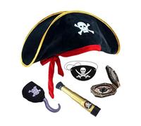 Équipement de pirate pour enfants avec tête de mort, chapeau et bandeau pour les yeux, accessoires de cosplay, accessoires de costume de pirate d'Halloween