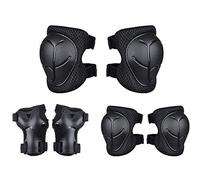 Équipement de protection de sport pour enfants, 6 pièces, protège-poignets, genouillères, coudières pour protection des enfants, skateboard, roller, vélo, équitation, scooter, noir