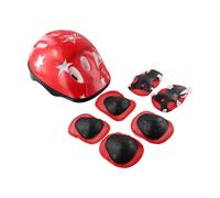 Équipement de protection réglable pour skateboard de 17,8 cm : casque de cyclisme + genouillères, coudes et poignets pour enfants de 16 ans, coque en polyéthylène avec rembourrage en EVA (rouge)