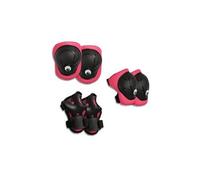Equipement de protection rose pour enfants pour le vélo, skateboard, bmx, les rollers et la trottinette. Genouillères, protège-poignets et coudières.