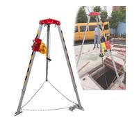 Équipement de sauvetage industriel avec protection contre les chutes, treuil de 1 134 kg pour levage d'espaces confinés, trépied de récupération d'incendie d'urgence, harnais de sécurité inclus