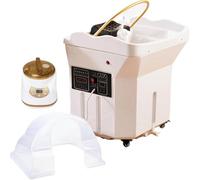 Équipement De Spa Japonais Avec Réservoir D'eau De 60 L,Bac À Shampoing À Circulation D'eau,Appui-tête Réglable, Équipement De Fumigation De Spa Par Luminothérapie,Pour Lits De Spa Et Salons(White,Sty