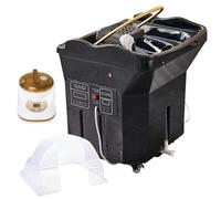 Équipement De Spa Japonais Avec Réservoir D'eau De 60 L,Bac À Shampoing À Circulation D'eau,Appui-tête Réglable, Équipement De Fumigation De Spa Par Luminothérapie,Pour Lits De Spa Et Salons(Black,Sty