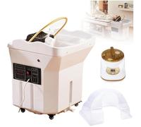 Équipement De Spa Japonais Pour La Tête Avec Réservoir D'eau De 60 L,Bassin De Shampoing Thermostatique Portable À Circulation D'eau,Pour Une Expérience De Lavage De La Tête Améliorée(White,Set2)