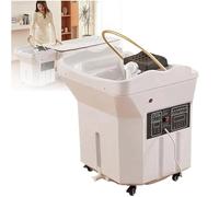 Équipement De Spa Japonais Pour La Tête Avec Réservoir D'eau De 60 L,Bassin De Shampoing Thermostatique Portable À Circulation D'eau,Pour Une Expérience De Lavage De La Tête Améliorée(White,Set1)