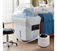 Équipement de Spa Mobile pour la tête avec réservoir de Stockage de 60 L/Accessoires de Fumigation, bac à shampoing à Circulation d'eau, roulettes verrouillables à 360° et rinçage en Cascade