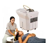 Équipement de Spa pour la tête, bac à shampoing Japonais à Recyclage Eau avec réservoir de 60 L/roulettes verrouillables à 360°, lavabo Mobile en Acrylique, Soins capillaires Tout-en-Un,Noir