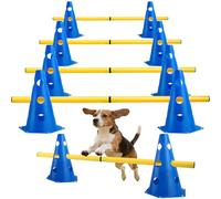 Équipement D'entraînement D'agilité pour Chien, Kit Parcours d'obstacles avec 8 Cônes de 23cm de Hauteur + 8 Barres de 80cm de Long, Agility Kit d'obstacles, pour Exercice d'animaux & Football