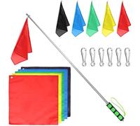 Équipement d'entraînement pour chevaux, 5 drapeaux d'entraînement pour chevaux de 17 x 17 pouces avec mât télescopique de 47 pouces et boucles, drapeau guide touristique portable avec poignée an