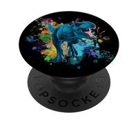 Équipement Dinosaure T Rex rétro coloré pour Hommes, Femmes et Enfants PopSockets PopGrip Adhésif