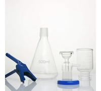 Équipement en verre de laboratoire de filtration sous vide avec tête de filtre à noyau de sable et clip en métal, compatible avec divers filtres à membrane pour filtration (500 ml)