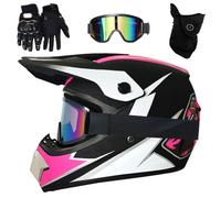 ÉQuipement Tout-Terrain pour Enfants Et Jeunes, Casque avec Lunettes, Gants, Masque, Dot, Motocross, VTT, Dirt Bike, MX, Moto(L(56-57cm))