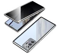 Equivalentm Magnetic Tempered Glass Double-Sided Phone Case(Privacy Screen) for Samsung Galaxy S25, S24, S23, S22, S21 Series (S24FE,Silver)