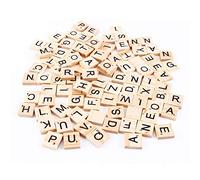 equlup 100 pièces de Lettres en Bois, 1,8 x 2 x 0,5 cm, Puzzle de Scrabble en Bois, Lettres de l'alphabet de A à Z, Blocs de Chiffres pour l'apprentissage de l'orthographe, Jeu de