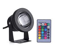 equlup 12 V Projecteur LED, 74x74 mm/2,91x2,91 pouces lumière LED RVB avec télécommande éclairage de paysage marin à changement de couleur étanche pour bateau yacht (coque noire)