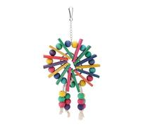 equlup 30x16.5x2cm/11.81x6.5x0.79 Pouces perroquets d'oiseaux broyeur de Nourriture Jouets Suspendus, perroquets colorés en Bois à mâcher balançoire Jouet Debout Cage Accessoires