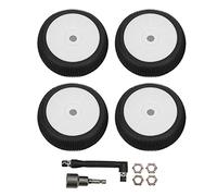 equlup 4pcs RC Front Rear Tires and Wheels with 17mm Hex Wheels Rims & Rubber Tires for 1/8 RC Off Road Racing Truck Car Upgrade Parts (White)