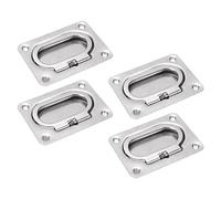 equlup 4pcs Ring Pull, 76 x 57 mm / 2,99 x 2,24 Pouces RV RV Handle de Levage 316 Poignée de Couverture de Lifting du Pont carré en Acier Inoxydable pour Les Yachts de navires