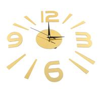 equlup Autocollant d'horloge Murale, 60x60 cm 1 mm Autocollant en Acrylique avec Chiffres Miroir, kit de décoration d'horloge 3D DIY avec Mouvement à Quartz pour Salon Moderne (Or)