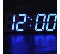 equlup Horloge Murale numérique 3D LED, réveil de Bureau, Heure de Charge USB, Date, température 12/24 Heures, veilleuse LED, décoration pour Cuisine, Chambre à Coucher, Bureau (Bleue)
