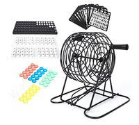 equlup Jeu de Bingo, Ensemble de vin Traditionnel 75pcs 15 mm Ball Chanceux Chips coloré de loterie Machine Famille Group Divertissement pour Grand Groupe