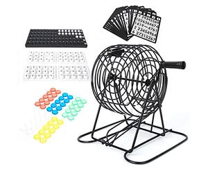 equlup Jeu de Bingo, Ensemble de vin Traditionnel 75pcs 15 mm Ball Chanceux Chips coloré de loterie Machine Famille Group Divertissement pour Grand Groupe
