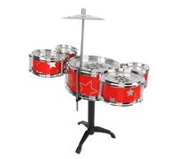 equlup Kit de Batterie Jazz pour Tout-Petits, Mini-Ensemble de Batterie pour Enfants, éducation familiale, Coordination œil-Main, Mini-Jouet de Bureau Fantaisie pour Filles et garçons, (Red)