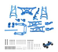 equlup Kit de Suspension Avant et arrière en Aluminium, Bras de Direction, Barre de Liaison, Bras RC, coupelle de Direction, pièces de Mise à Niveau en métal RC 1/10 pour TRAXXAS Slash (Bleu)