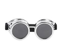 equlup Lunettes Steampunk Vintage, ABS 150x60mm/5.9x2.4 pouces, lunettes de soleil de moto victoriennes double couche pour Halloween, Cosplay, fête (bright silver)