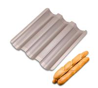 equlup Moule à pain français, 26,8 x 24 x 2,6 cm, plaque de cuisson pour baguettes avec 3 fentes antiadhésives, outils de cuisson pour pain long pour griller des petits pains Hoagie
