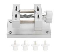 equlup Support de boîtier de Montre réglable, Support de Mouvement de Montre en métal de 80 mm, Pince de réparation d'outil d'étau avec 4 Broches pour Le Mouvement de Batterie d'horloger (Silver)
