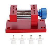 equlup Support de boîtier de Montre réglable, Support de Mouvement de Montre en métal de 80 mm, Pince de réparation d'outil d'étau avec 4 Broches pour Le Mouvement de Batterie d'horloger (Red)