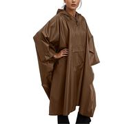 EQWIGKEIT Poncho de pluie de vélo pliable pour homme - Imperméable - Unisexe - Léger - Avec capuche - Réutilisable - Protection contre la pluie pour la randonnée et l'extérieur, marron, taille unique
