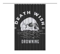 EQWKZRPYM Bath CurtainRideau Douche Imperméable Opaque 46.85x70.87Inch（119x180cm） 12 Crochets Plastique + Oeillets Métal, Résistant Chaleur Death Wish Skull T-Shirt