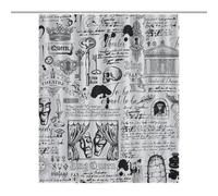 EQWKZRPYM Bath CurtainRideau Douche Imperméable Opaque 56.30x70.87Inch（143x180cm） 12 Crochets Plastique + Oeillets Métal, Résistant Chaleur Retro Horror Style, Newspaper