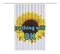 EQWKZRPYM Bath CurtainRideau Opaque pour Douche /Baignoire, Polyester Everything Will Be OK Sunflower Imperméable avec Crochets Et Oeillets , Résistant À La Chaleur