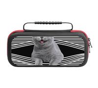 EQWKZRPYM Coque Rigide pour Switch 2Black and White Stripes British Shorthair Cat avec Rangement ManetteOne Size