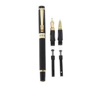 EQWQSIXD Stylo plume en aluminium pour l'école, le bureau, les étudiants - Stylo signature noir