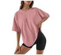 er Body Femme T-Shirt Col Rond Haut Moulant Manches Courtes T-Shirt Été Tops Classique T-Shirt Blouse Femme Manches Longues, Rose, M