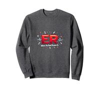 ER: Where The Real Drama is - Humour médical Sweatshirt, Unisexe pour Adultes, Chiné Foncé, S