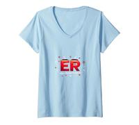 ER: Where The Real Drama is - Humour médical T-Shirt avec Col en V, Femme, Bleu Céleste, L