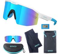 ER00 Eazyrun Lunettes de soleil de sport polarisées pour enfants de 8 à 12 ans Protection UV pour softball, baseball, cyclisme, blanc/bleu, Small