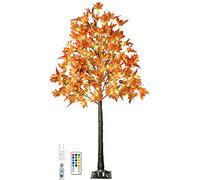 Érable artificiel de 1,8 m avec 130 DEL - Arbre d'automne artificiel avec 13 branches, 13 glands et 260 feuilles, télécommande 8 modes clignotants, minuterie, DC 5 V sans danger pour l'extérieur, fête