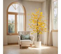 Érable Artificiel en Érable 180cm, Plante Artificielle d'Erable avec Pot, Érable Artificielle Japonais Art Plante, Grand Arbre d'automne avec Feuilles Jaunes pour la Maison, Le Bureau, Le Balcon