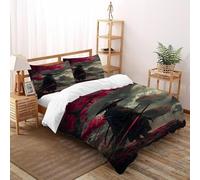 Érable samouraï Housse De Couette 3 Pièces Samurai WarriorRedLeafForest Imprimé De Couvre-Lit Microfibre Pour Chambre À Coucher Doux Et Confortable Avec 2 Taie D'oreiller Super King（260x220cm）