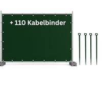 EraGreen Lot de 5 bâches de clôture de chantier, 110 serre-câbles, 176 x 341 cm, vert, bâche brise-vue et bâche de protection, imperméables, indéchirables et durables en tissu polyéthylène de 140 g/m²