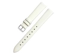 ERAKAFZTTK Bracelet de montre en cuir véritable for femme, compatible Fit For Flyta Clover Flower Language One Jonas & Verus, première couche de cuir de vache, 12 mm, 14 mm, 16 mm(White-Steel,18mm)